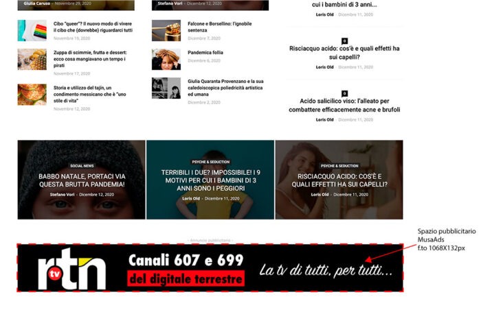 Banner pubblicitario MusaAds 1068X132px